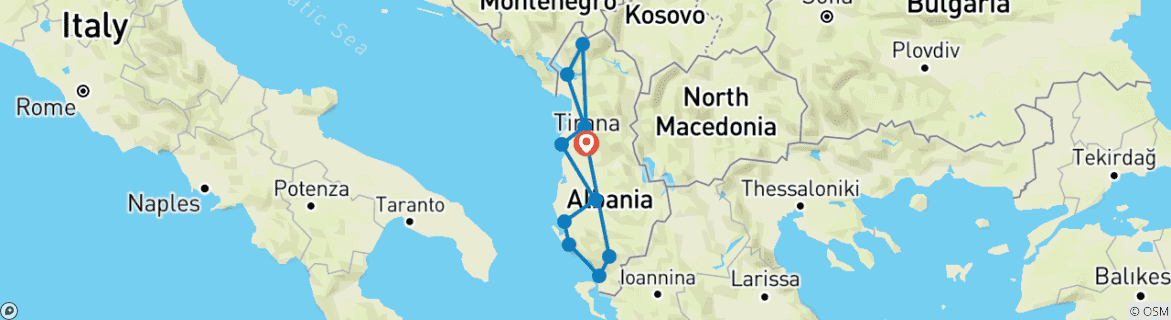 Image d'une carte montrant l'itinéraire du circuit