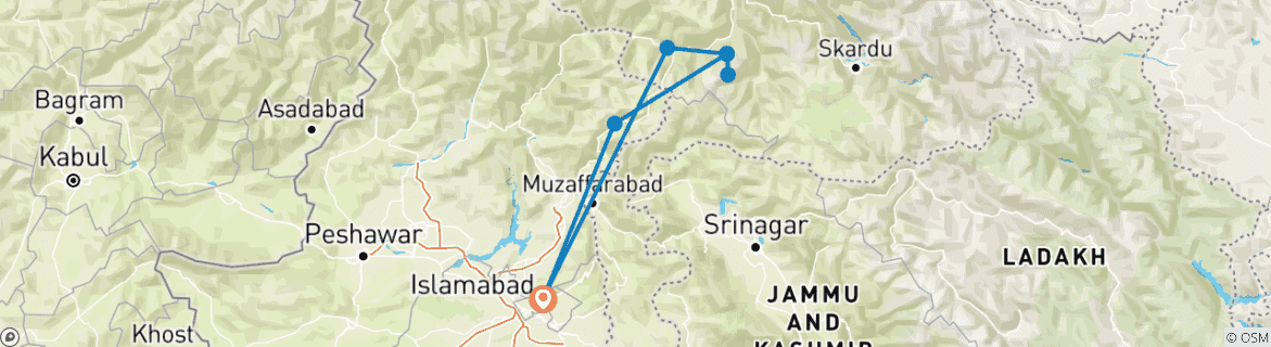 Carte du circuit Fairy Meadows et Nanga Parbat *TREK* (en anglais)