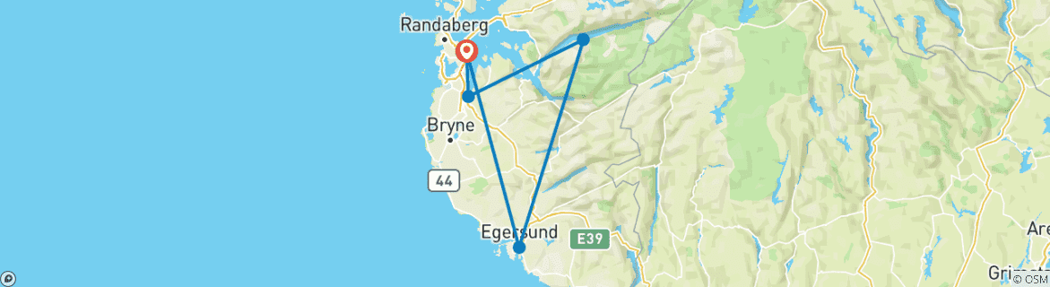 Image d'une carte montrant l'itinéraire du circuit