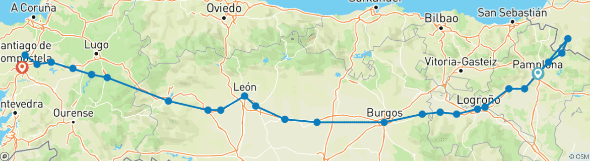 Foto van een kaart met de route van de rondreis