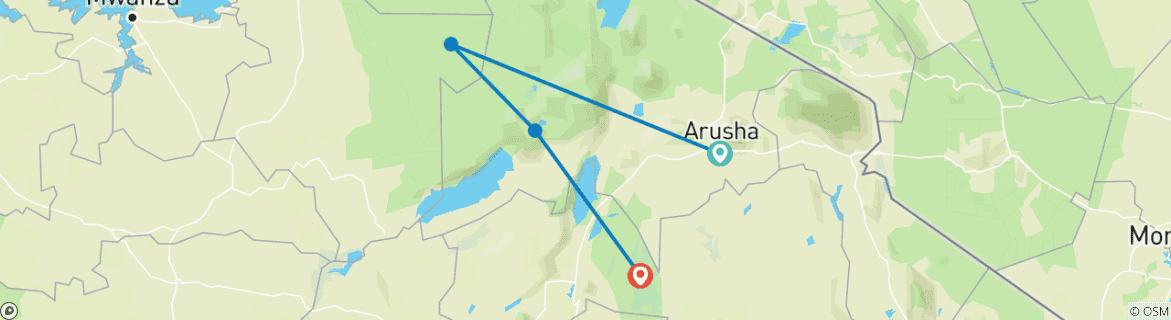 Foto van een kaart met de route van de rondreis