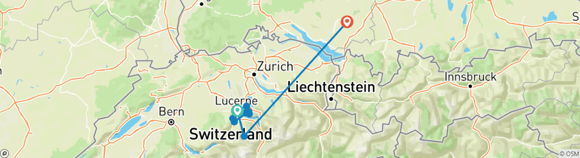 Carte du circuit Voyage à Lucerne et au lac des Quatre-Cantons depuis la frontière suisse