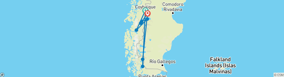 Image d'une carte montrant l'itinéraire du circuit