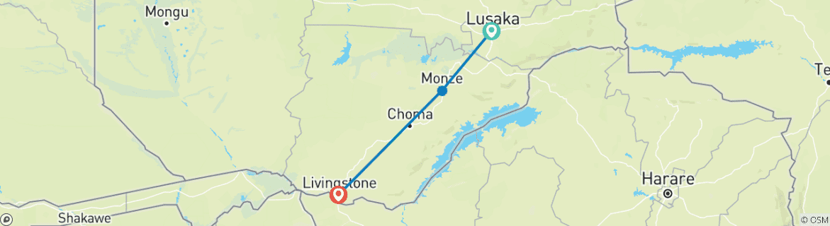 Karte mit der Reiseroute