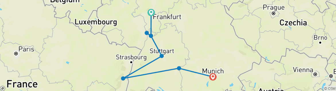 Image d'une carte montrant l'itinéraire du circuit