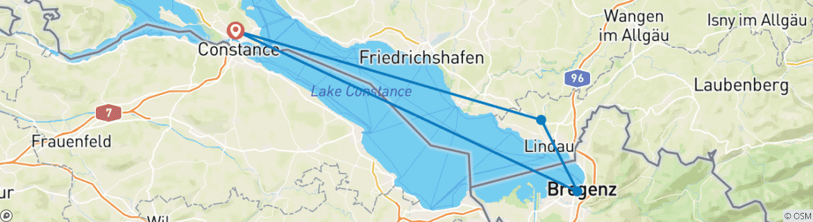 Image d'une carte montrant l'itinéraire du circuit
