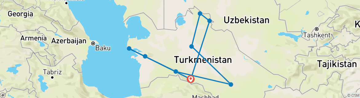 Image d'une carte montrant l'itinéraire du circuit