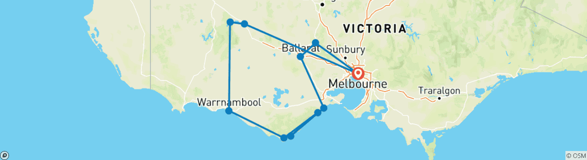 Image d'une carte montrant l'itinéraire du circuit