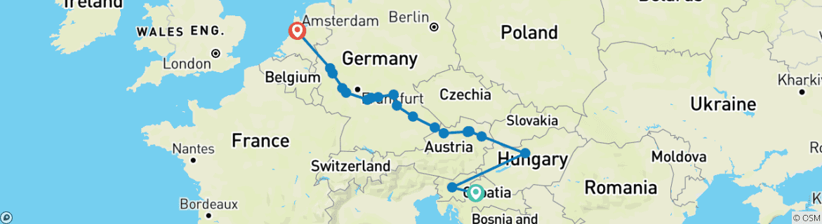 Karte mit der Reiseroute