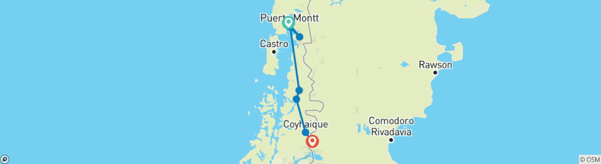 Image d'une carte montrant l'itinéraire du circuit