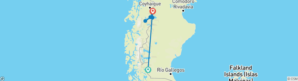 Image d'une carte montrant l'itinéraire du circuit