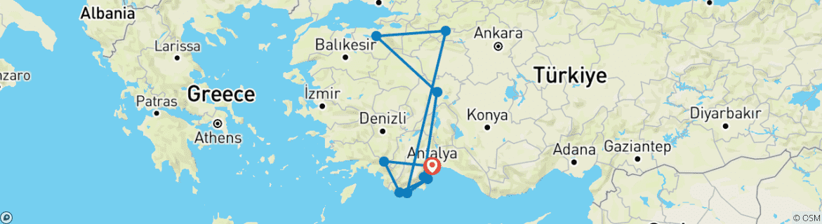 Karte von Türkei - Die schönsten Etappen auf dem östlichen Lykischen Weg (12 Tage)