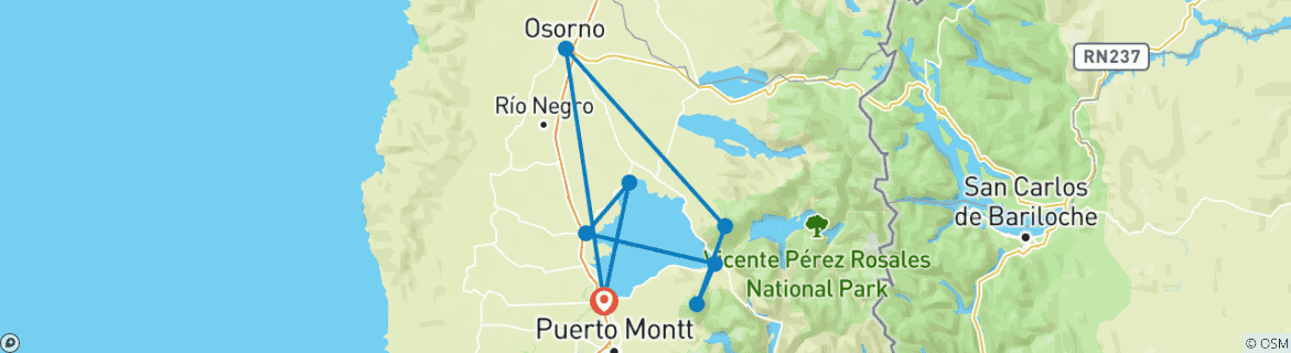 Image d'une carte montrant l'itinéraire du circuit