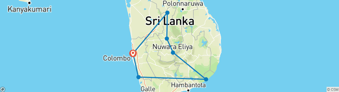 Image d'une carte montrant l'itinéraire du circuit