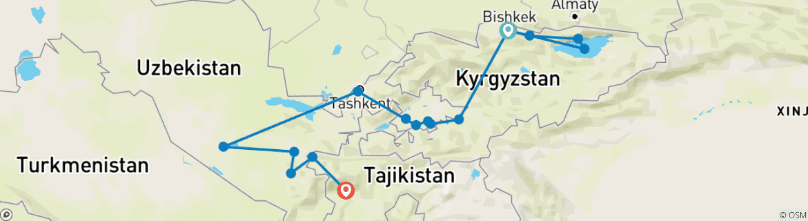 Karte mit der Reiseroute