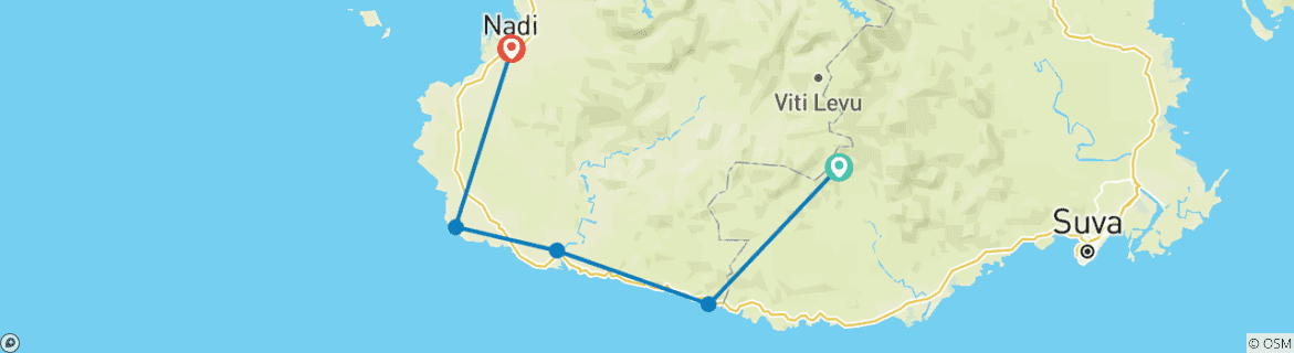 Mapa de Escapada a la playa de Fiyi - 6 días