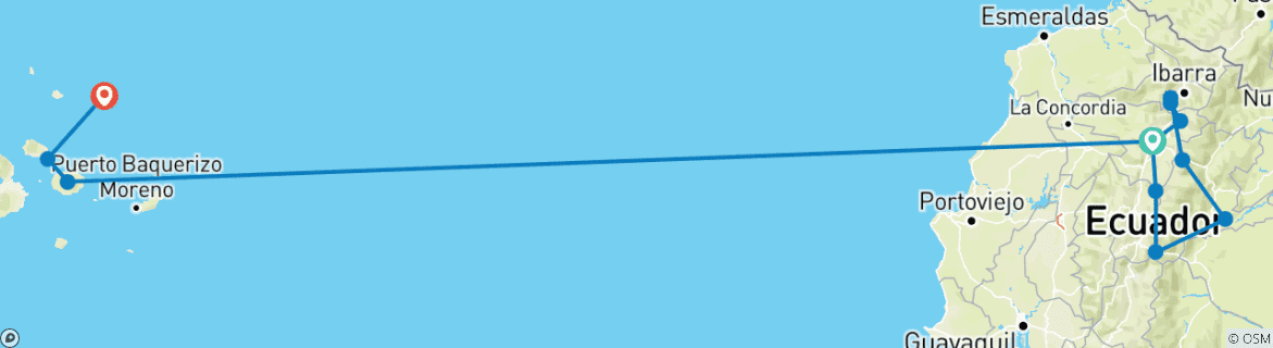 Foto van een kaart met de route van de rondreis