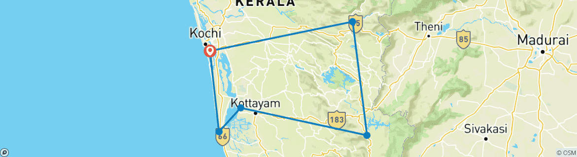 Karte mit der Reiseroute
