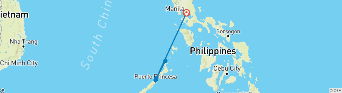 Image d'une carte montrant l'itinéraire du circuit