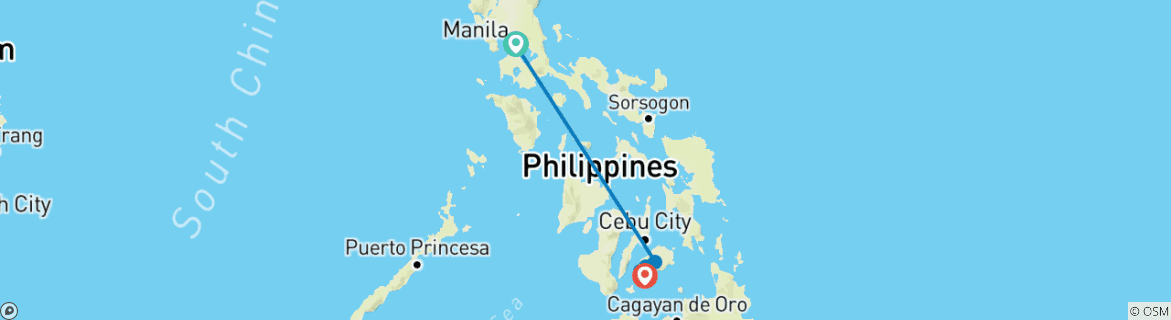 Foto van een kaart met de route van de rondreis