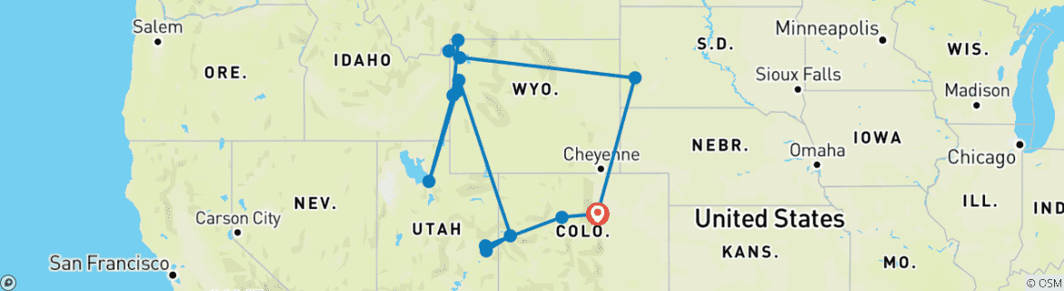Image d'une carte montrant l'itinéraire du circuit