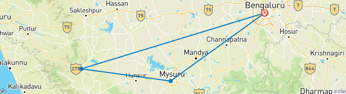 Image d'une carte montrant l'itinéraire du circuit