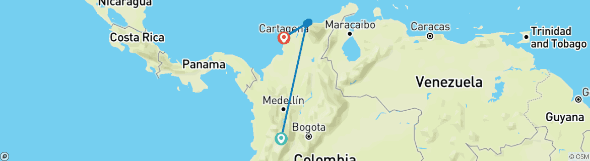 Image d'une carte montrant l'itinéraire du circuit