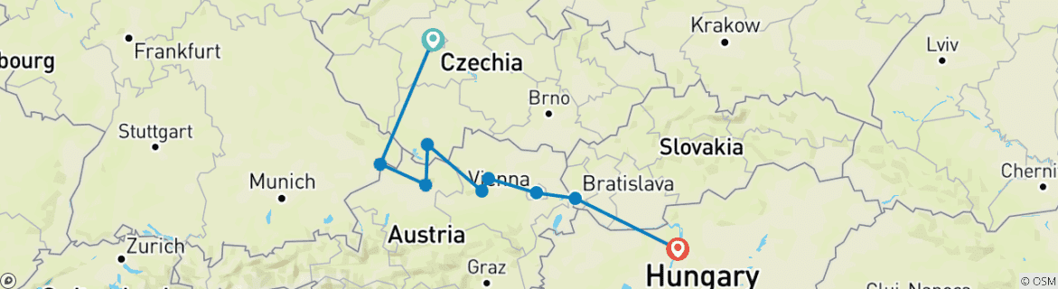 Image d'une carte montrant l'itinéraire du circuit