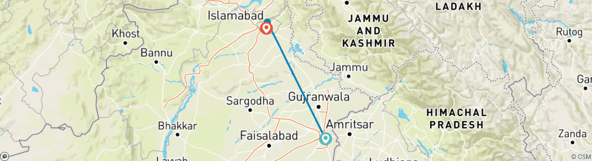 Karte mit der Reiseroute