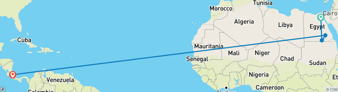 Image d'une carte montrant l'itinéraire du circuit