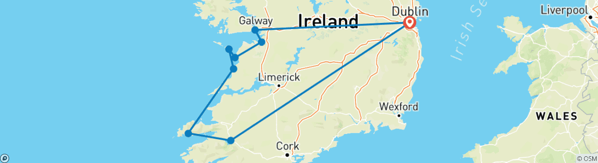 Image d'une carte montrant l'itinéraire du circuit