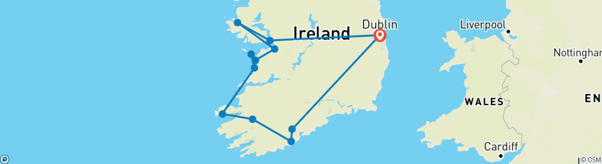 Image d'une carte montrant l'itinéraire du circuit