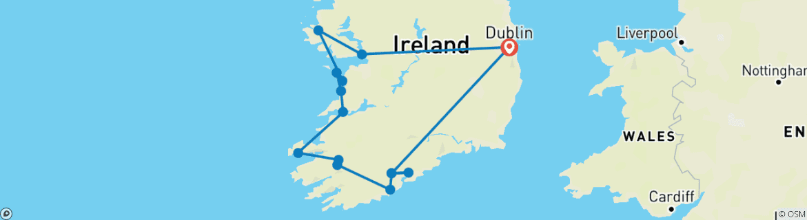 Image d'une carte montrant l'itinéraire du circuit