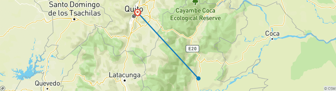 Image d'une carte montrant l'itinéraire du circuit