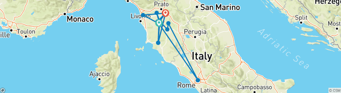 Karte mit der Reiseroute