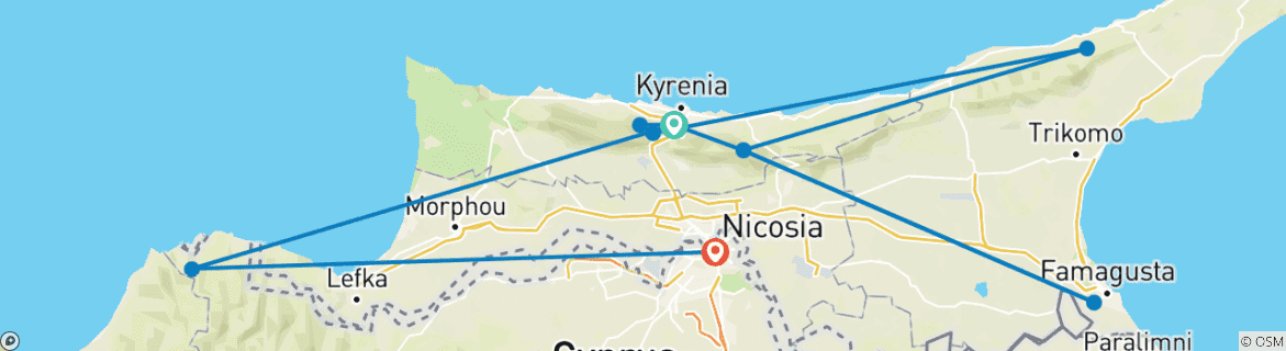 Image d'une carte montrant l'itinéraire du circuit