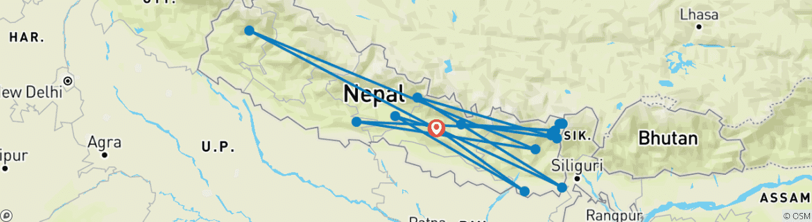 Carte du circuit KBC Trek nord-sud