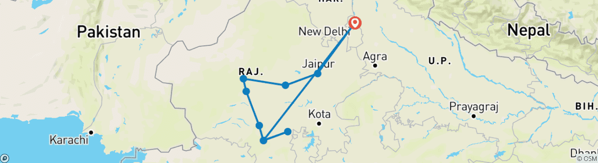 Karte von Zeitlose Rajasthan Forts & Wüstenreise