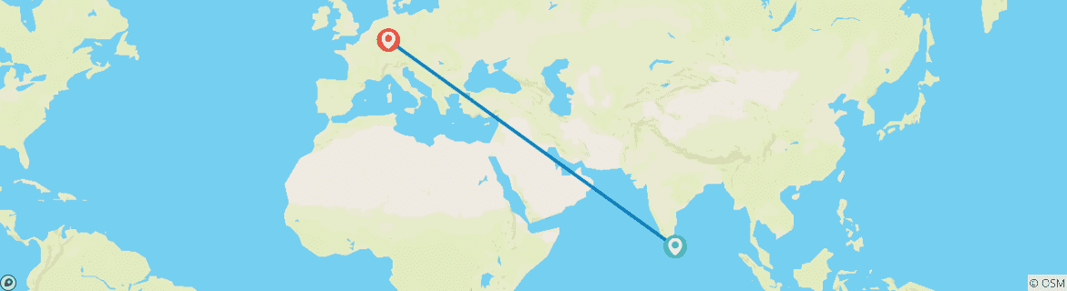 Karte mit der Reiseroute