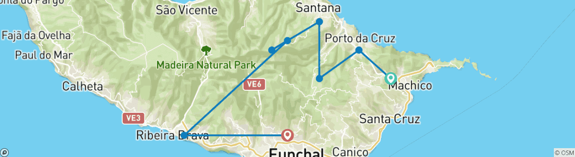 Image d'une carte montrant l'itinéraire du circuit