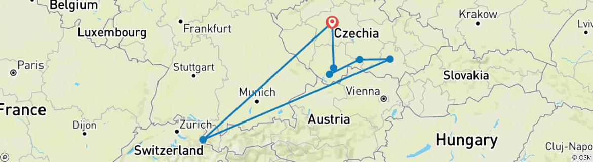 Image d'une carte montrant l'itinéraire du circuit