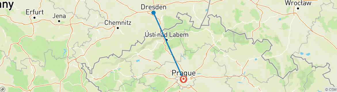 Carte du circuit De Prague à Dresde