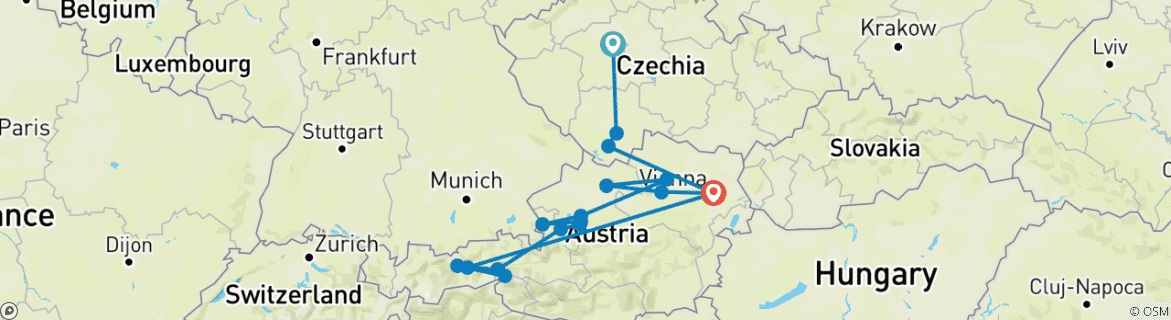 Image d'une carte montrant l'itinéraire du circuit