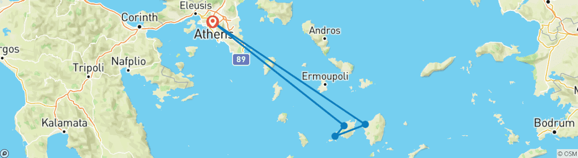Image d'une carte montrant l'itinéraire du circuit