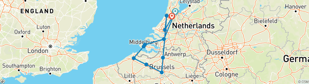 Image d'une carte montrant l'itinéraire du circuit