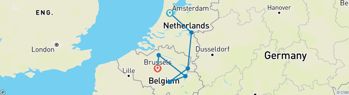 Image d'une carte montrant l'itinéraire du circuit