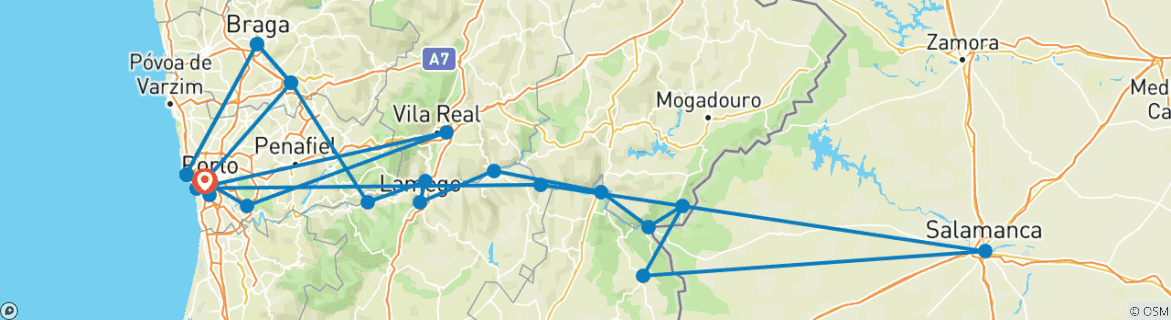 Image d'une carte montrant l'itinéraire du circuit