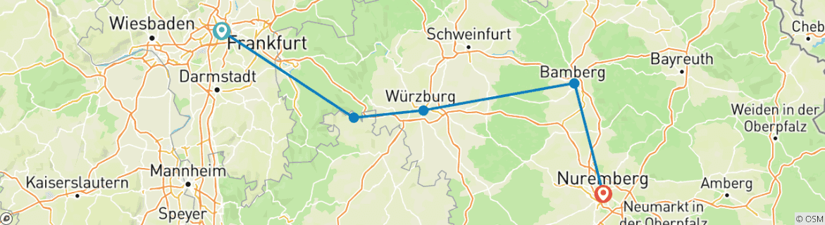 Image d'une carte montrant l'itinéraire du circuit