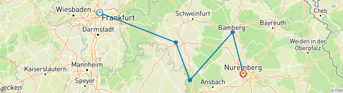Karte mit der Reiseroute