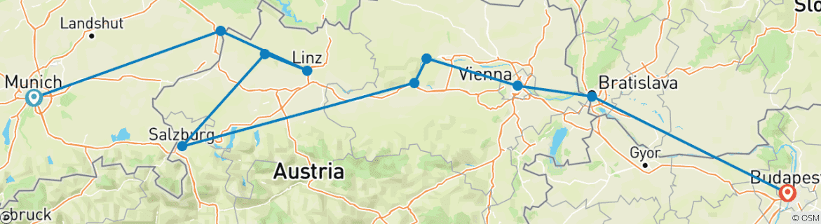 Image d'une carte montrant l'itinéraire du circuit